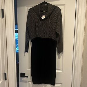 Taylor Black and Gray Long Sleeve Dress